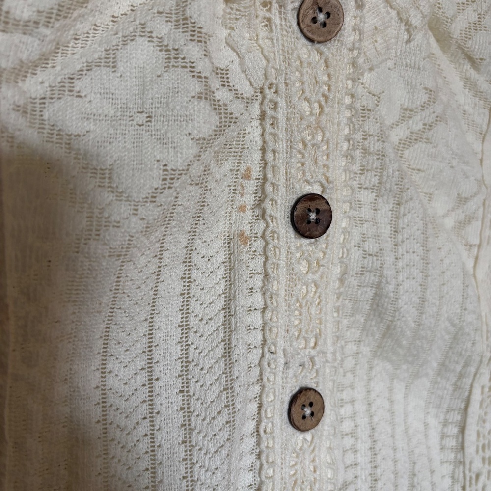 Free People Mae Embroidered Lace Button Down Top Ivory Medium - Picture 10 of 11